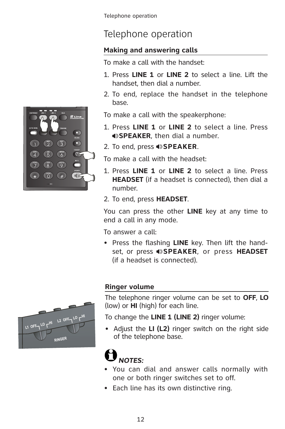 Telephone operation | AT&T 983 User Manual | Page 15 / 39