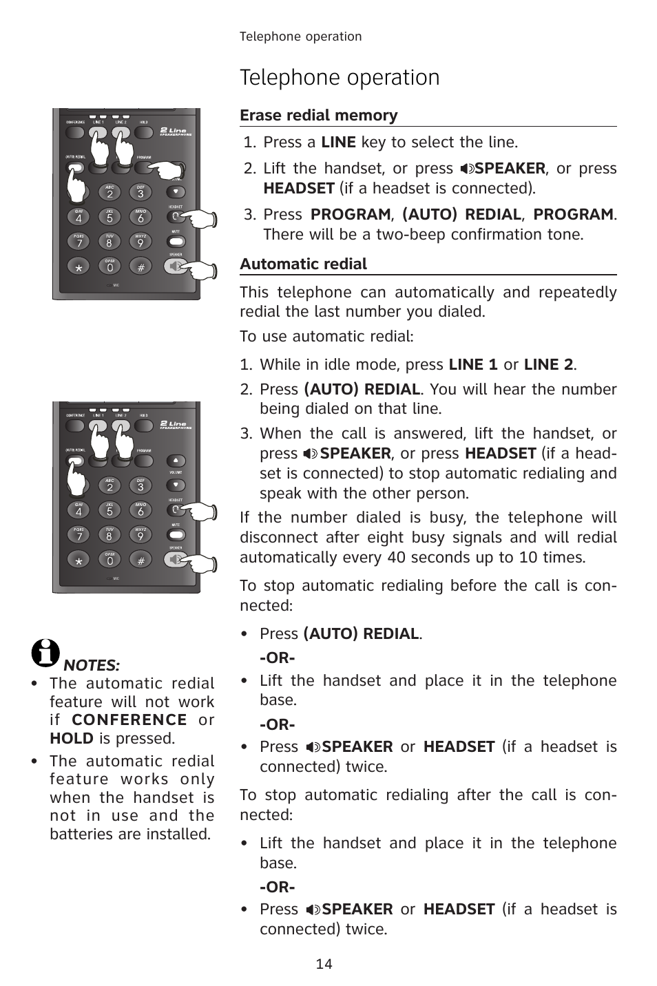 Telephone operation | AT&T 983 User Manual | Page 17 / 39