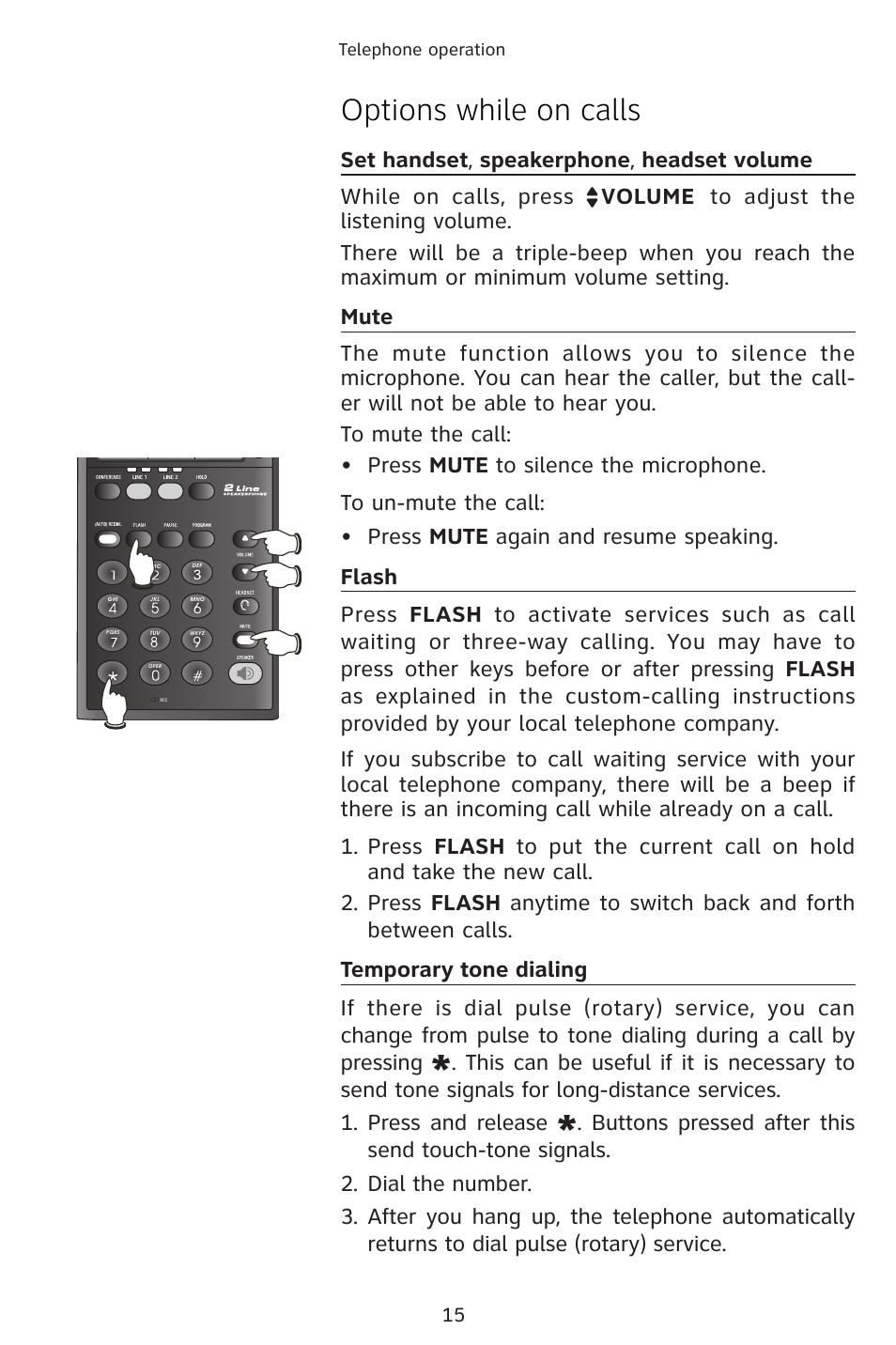 Options while on calls | AT&T 983 User Manual | Page 18 / 39