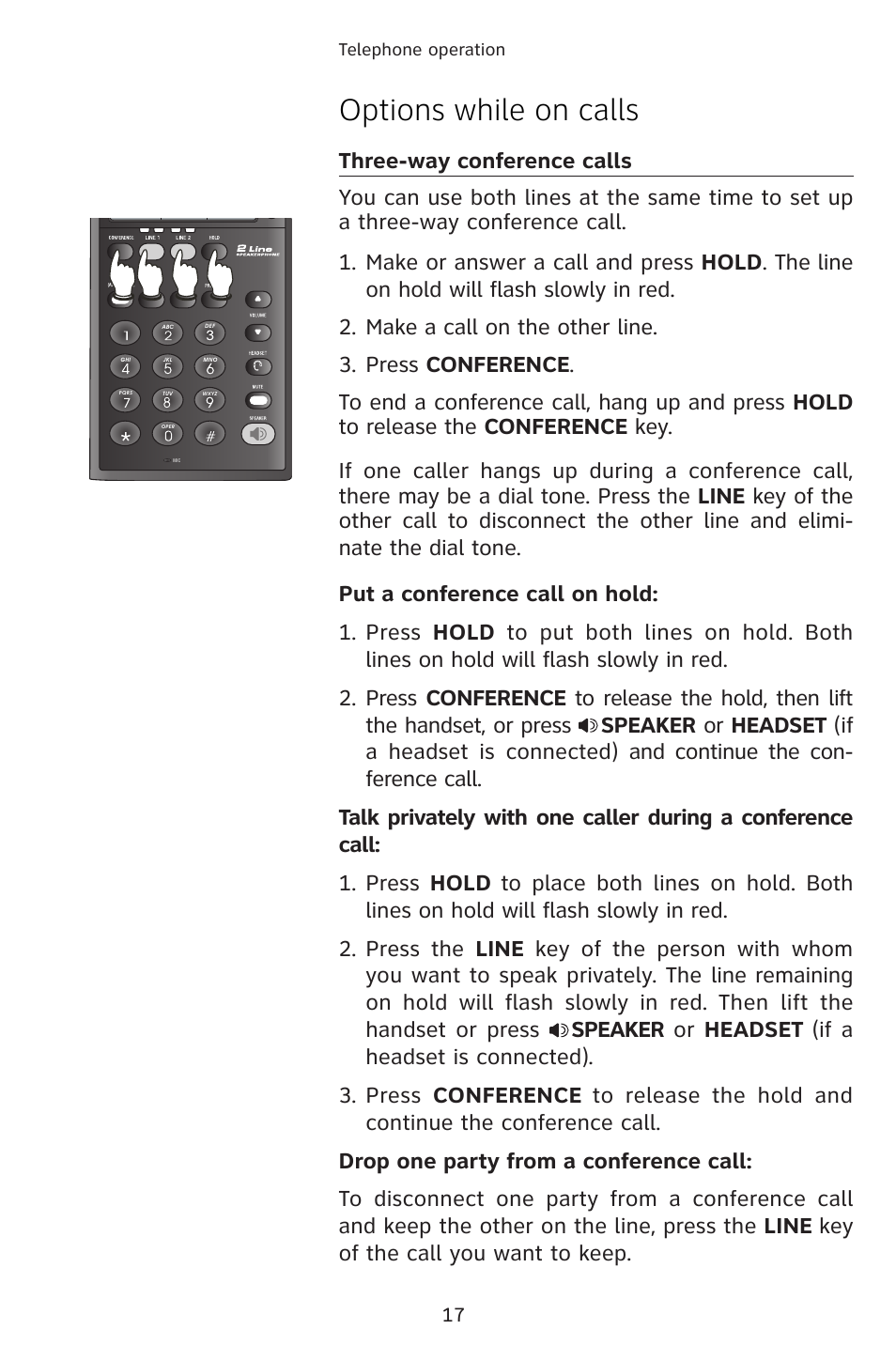 Options while on calls | AT&T 983 User Manual | Page 20 / 39