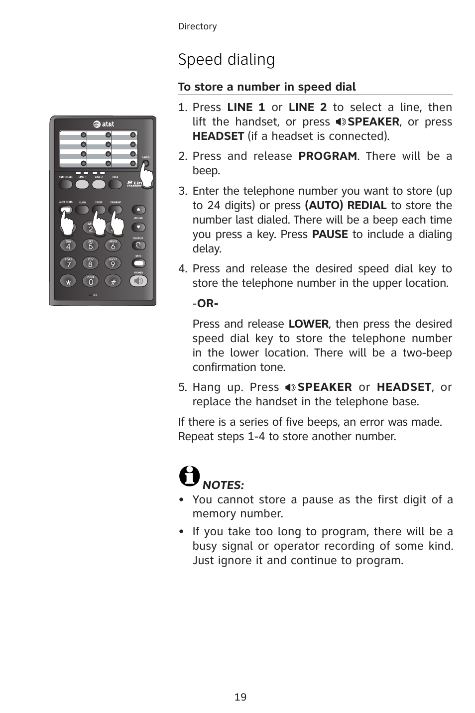 Speed dialing | AT&T 983 User Manual | Page 22 / 39