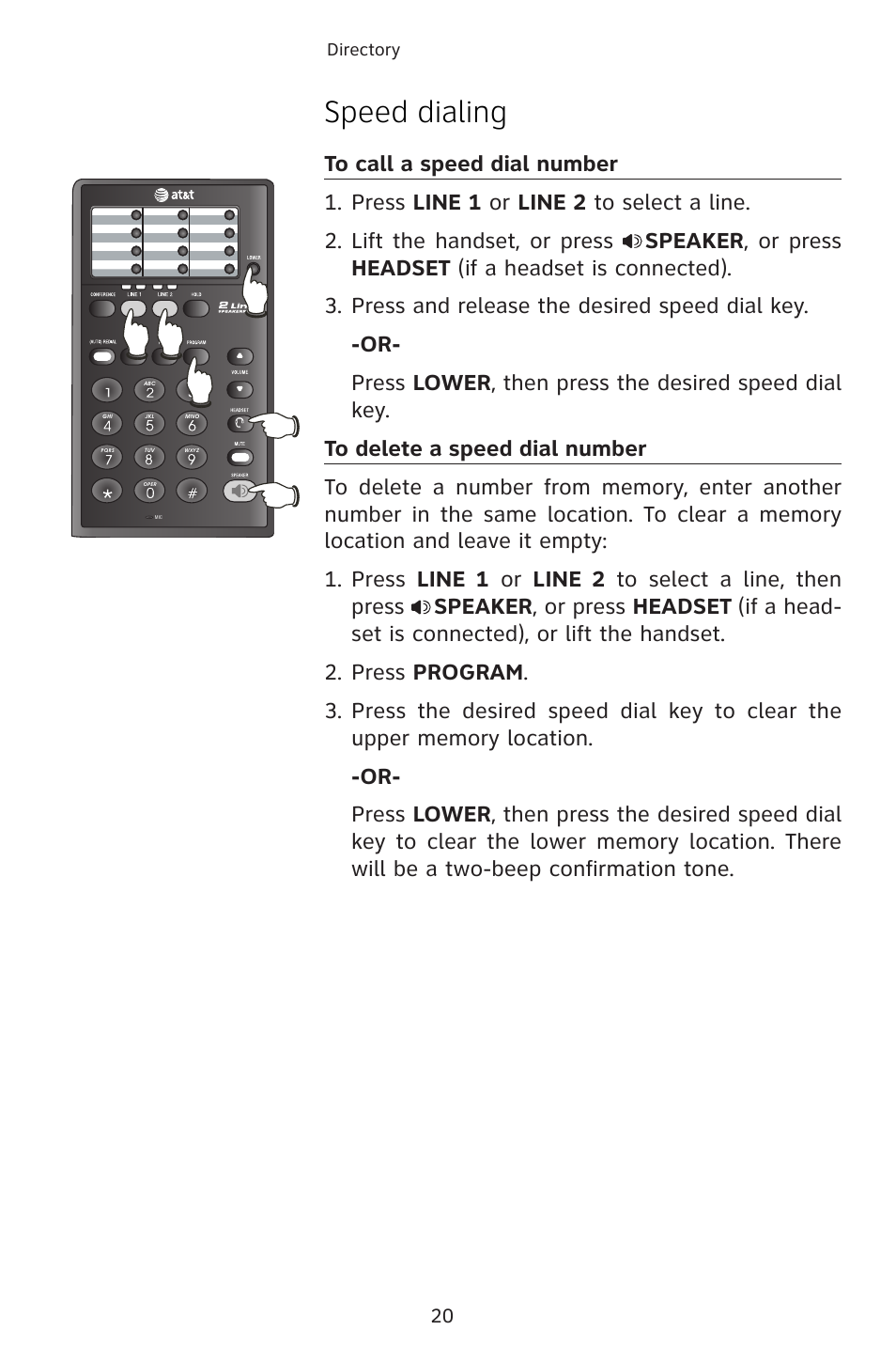 Speed dialing | AT&T 983 User Manual | Page 23 / 39