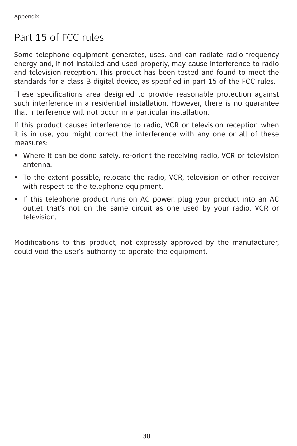 Part 15 of fcc rules | AT&T 983 User Manual | Page 33 / 39
