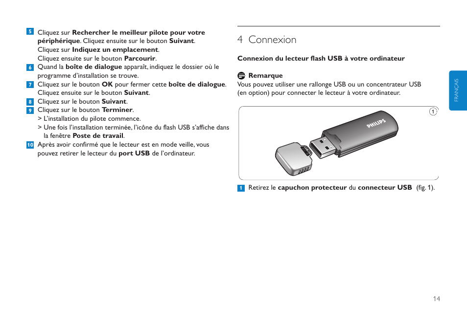 4 connexion | Philips Clé USB User Manual | Page 14 / 98