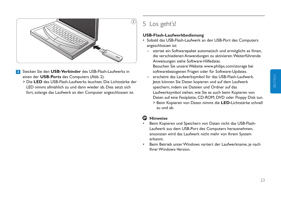 5 los geht’s | Philips Clé USB User Manual | Page 23 / 98