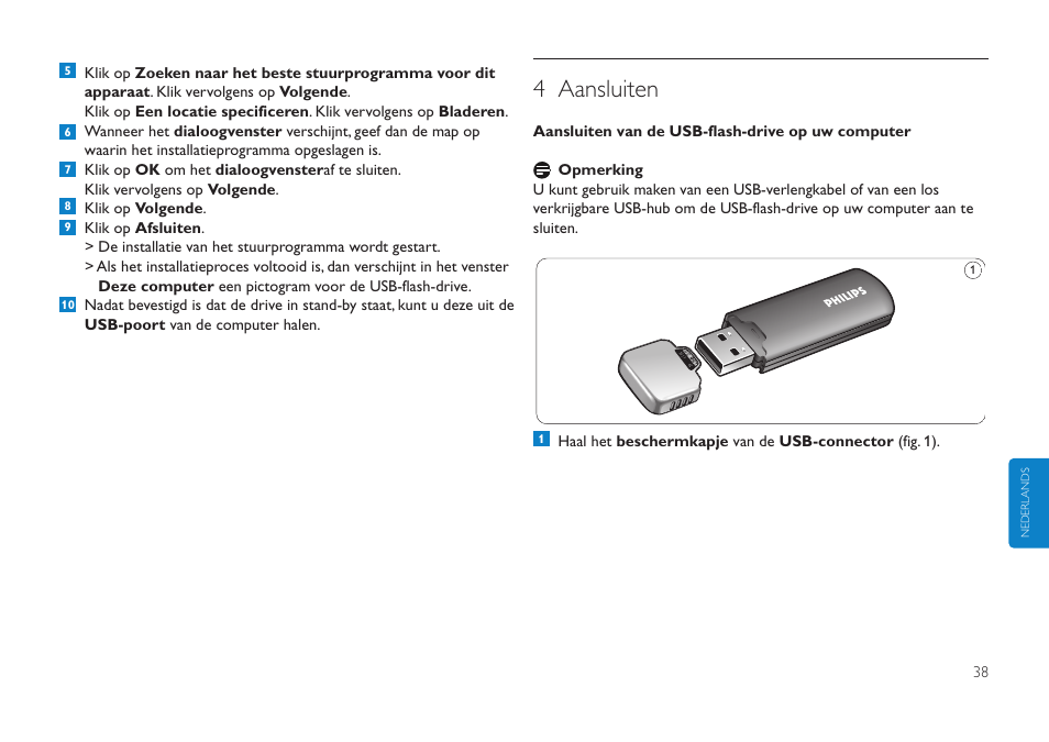 4 aansluiten | Philips Clé USB User Manual | Page 38 / 98