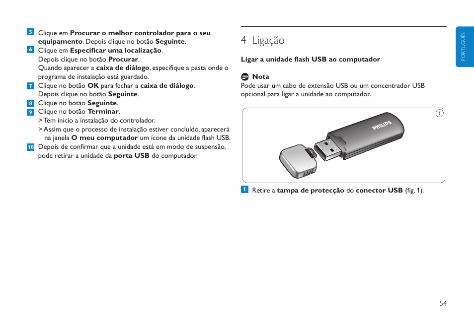 4 ligação | Philips Clé USB User Manual | Page 54 / 98