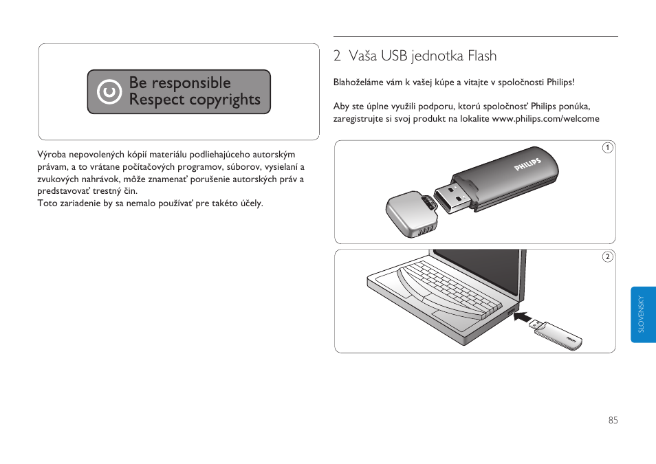 2 vaša usb jednotka flash | Philips Clé USB User Manual | Page 85 / 98