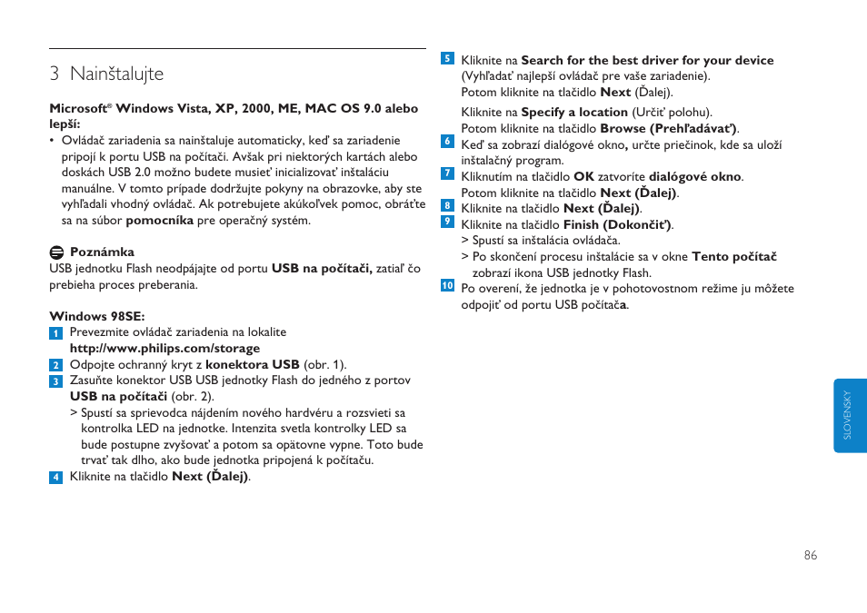3 nainštalujte | Philips Clé USB User Manual | Page 86 / 98