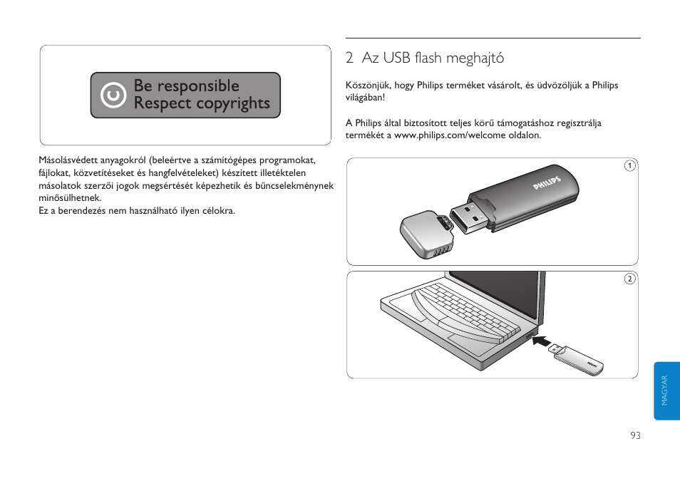 2 az usb flash meghajtó | Philips Clé USB User Manual | Page 93 / 98