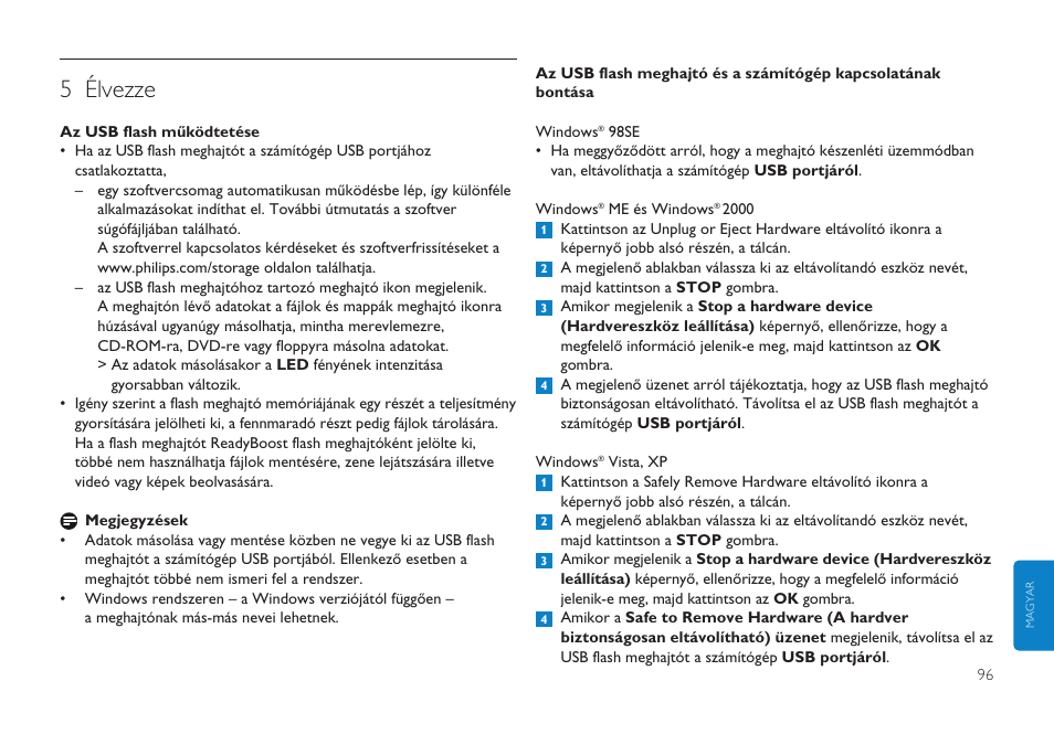 5 élvezze | Philips Clé USB User Manual | Page 96 / 98