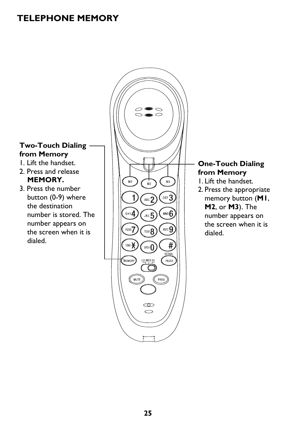 Two-touch dialing, One-touch dialing | AT&T Trimline 265 User Manual | Page 28 / 36