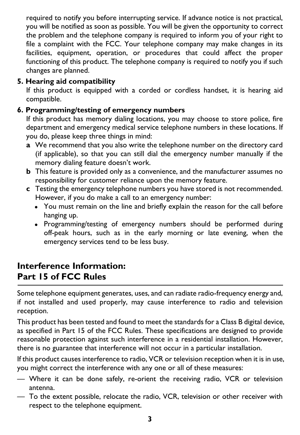 Part 15 of fcc rules, Interference information: part 15 of fcc rules | AT&T Trimline 265 User Manual | Page 6 / 36