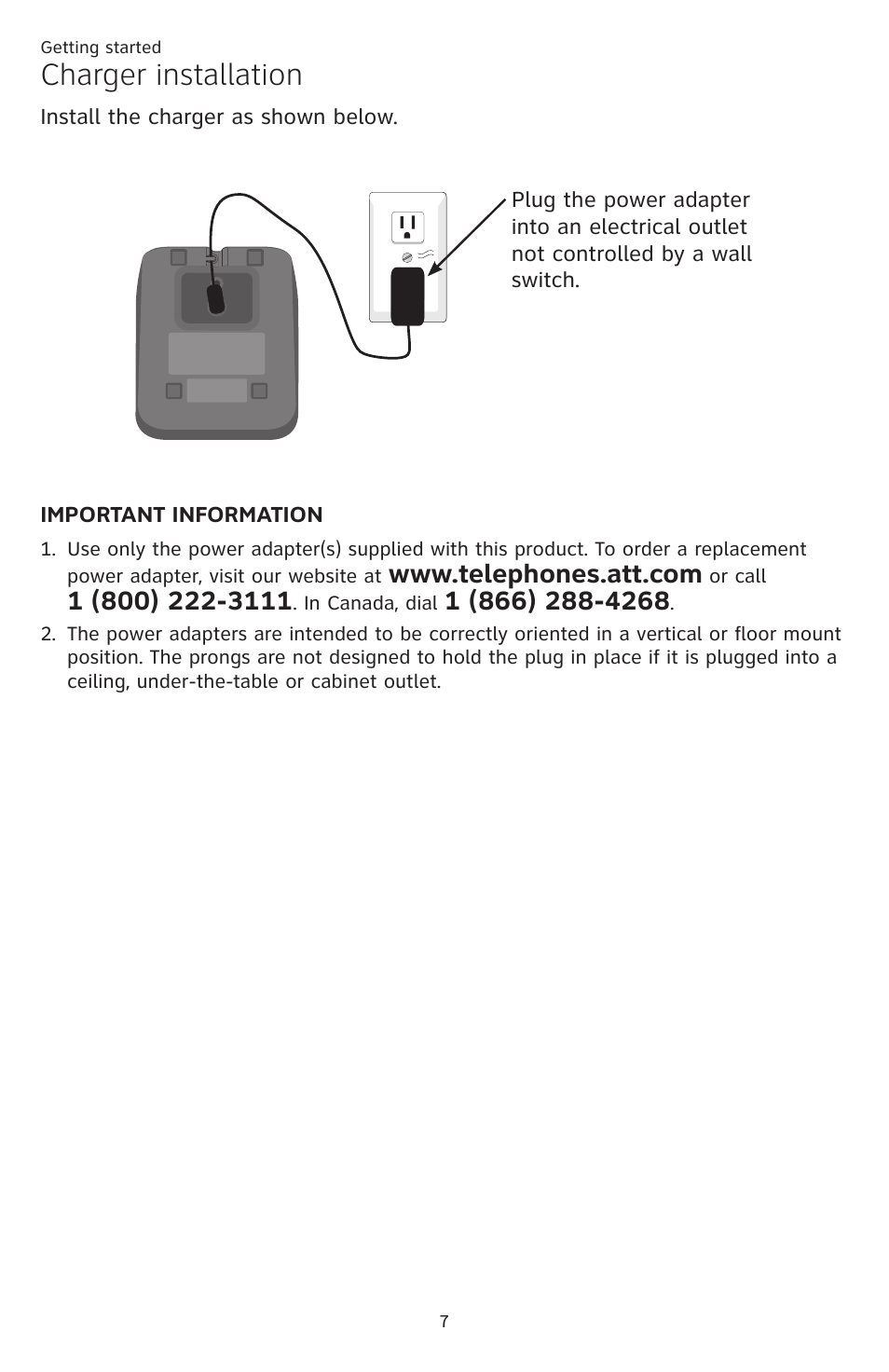 Charger installation | AT&T DECT CL84309 User Manual | Page 13 / 94