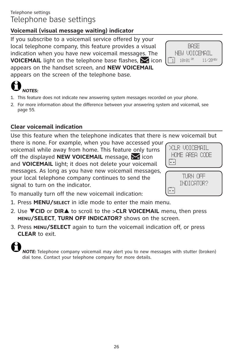 Telephone base settings | AT&T DECT CL84309 User Manual | Page 32 / 94