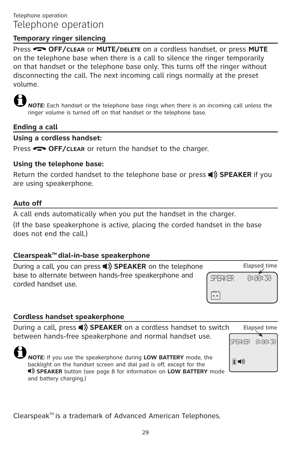 Telephone operation | AT&T DECT CL84309 User Manual | Page 35 / 94