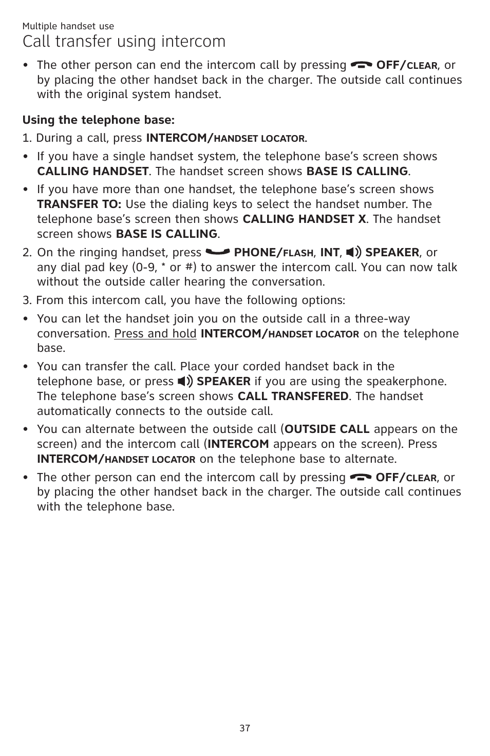 Call transfer using intercom | AT&T DECT CL84309 User Manual | Page 43 / 94
