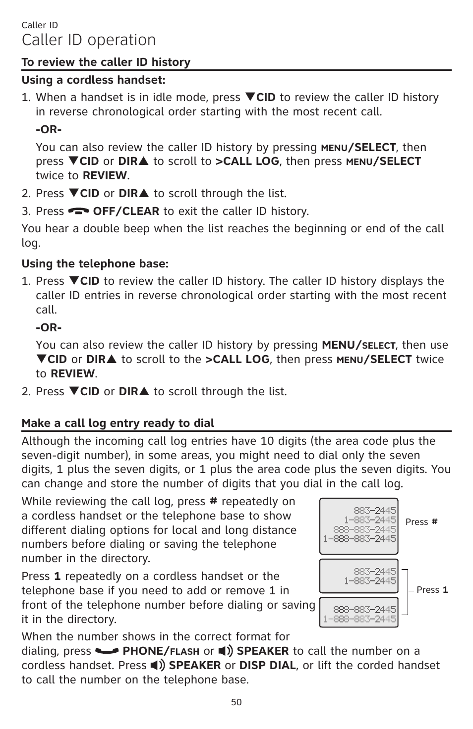 Caller id operation | AT&T DECT CL84309 User Manual | Page 56 / 94