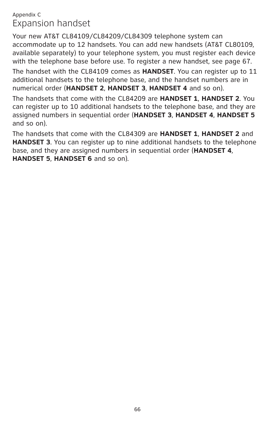 Expansion handset | AT&T DECT CL84309 User Manual | Page 72 / 94