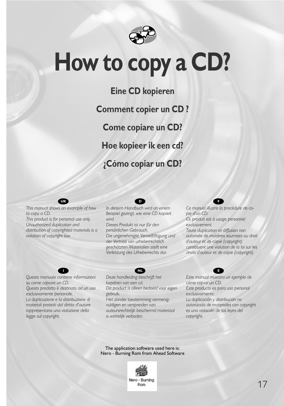How to copy a cd | Philips Graveur interne User Manual | Page 17 / 48