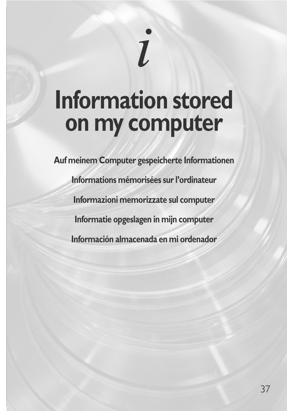 Information stored on my computer | Philips Graveur interne User Manual | Page 37 / 48