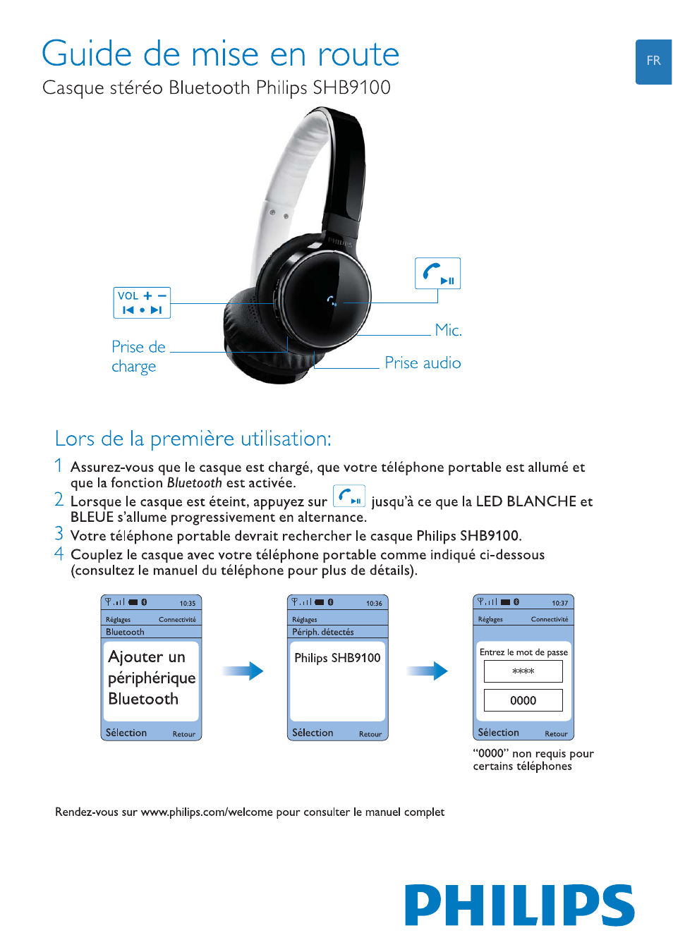 Philips Casque stéréo Bluetooth User Manual | 2 pages