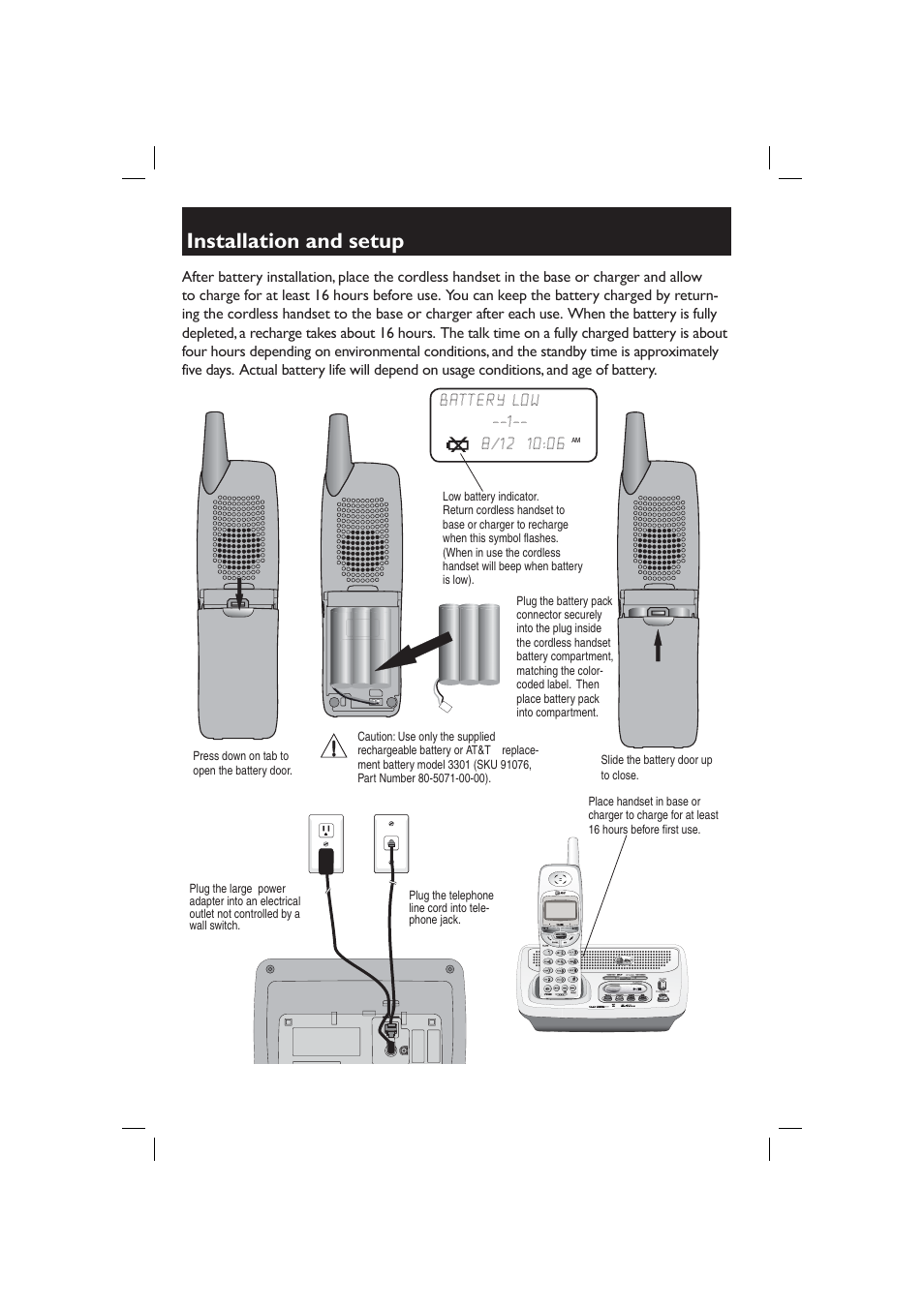 Installation and setup | AT&T E1128B User Manual | Page 2 / 6