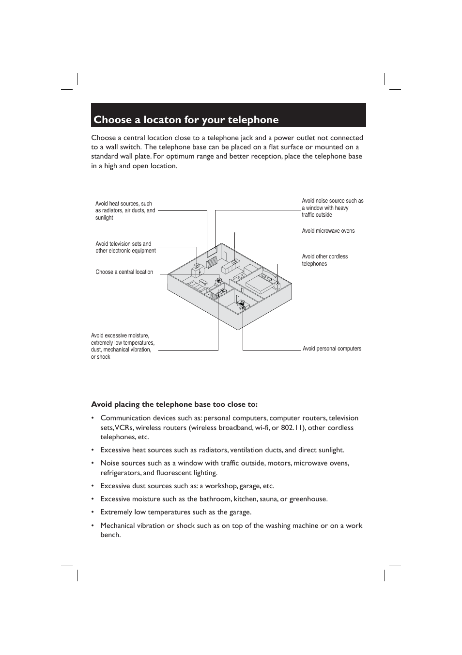 Choose a locaton for your telephone | AT&T E1128B User Manual | Page 5 / 6