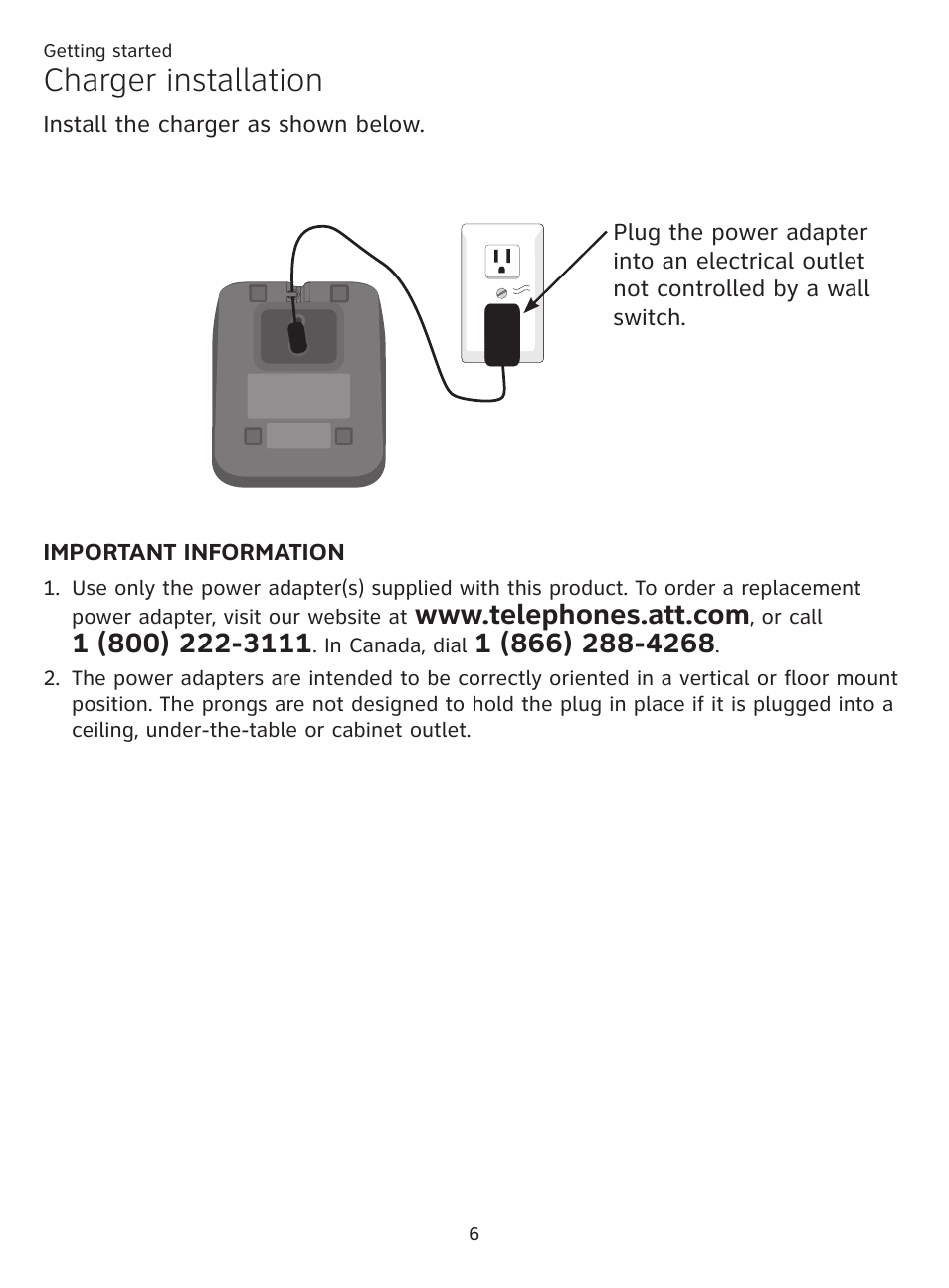 Charger installation | AT&T CL81219 User Manual | Page 11 / 66