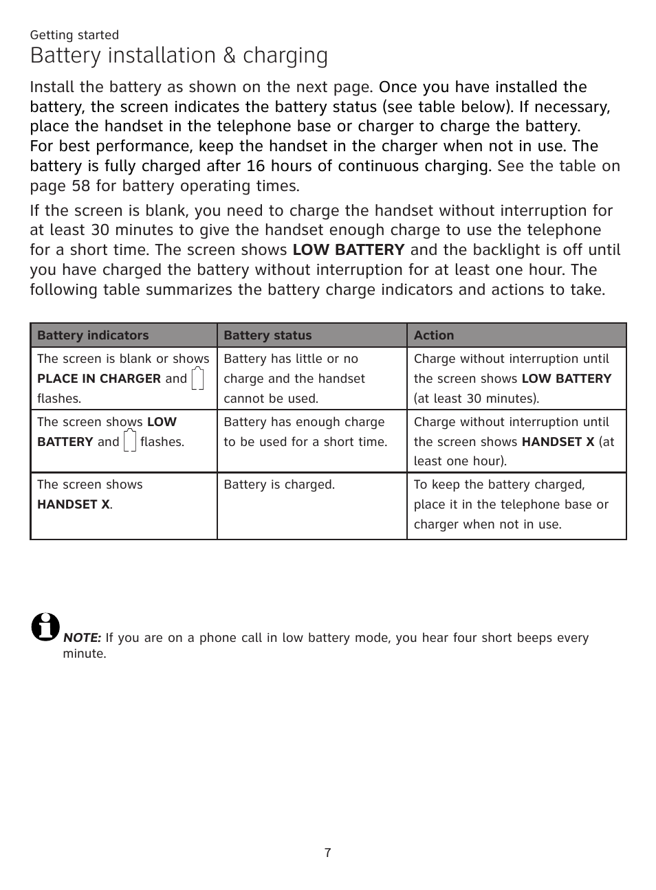 Battery installation & charging | AT&T CL81219 User Manual | Page 12 / 66