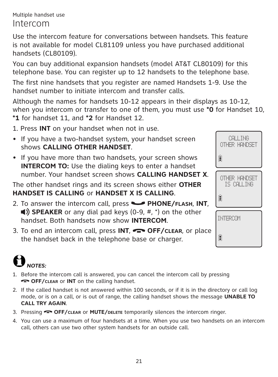 Intercom | AT&T CL81219 User Manual | Page 26 / 66