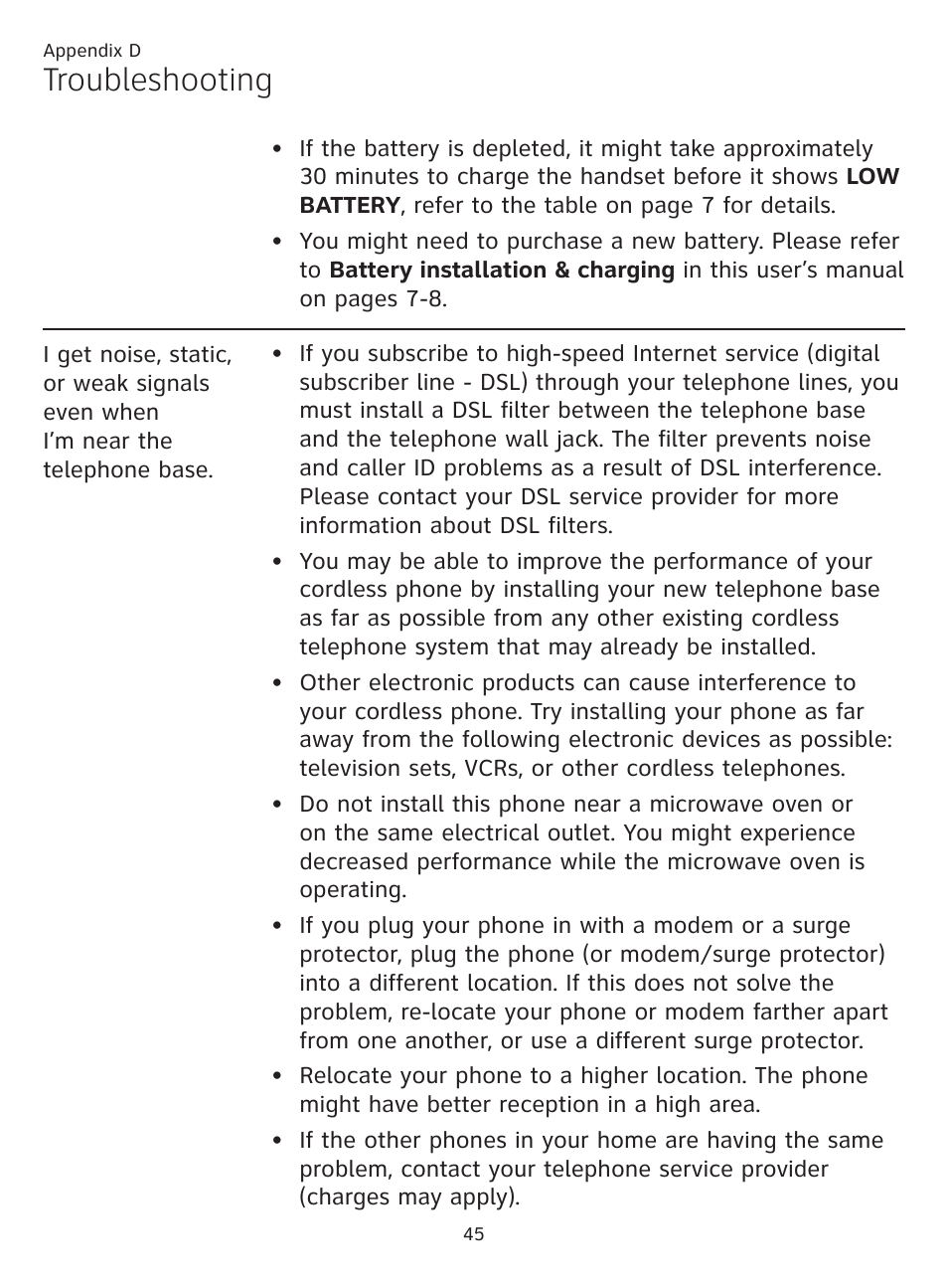 Troubleshooting | AT&T CL81219 User Manual | Page 50 / 66