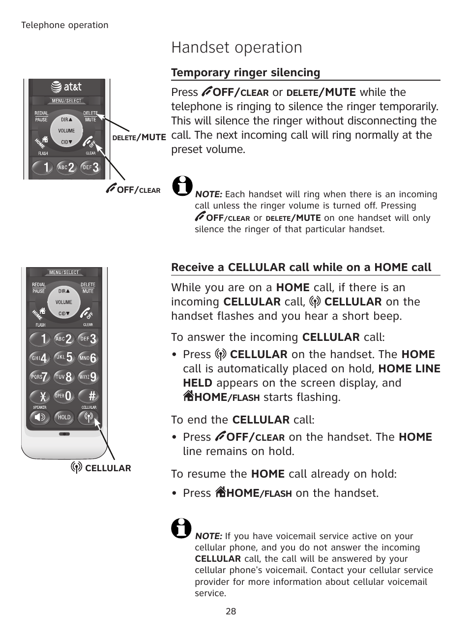 Handset operation | AT&T DECT TL9178 User Manual | Page 33 / 91