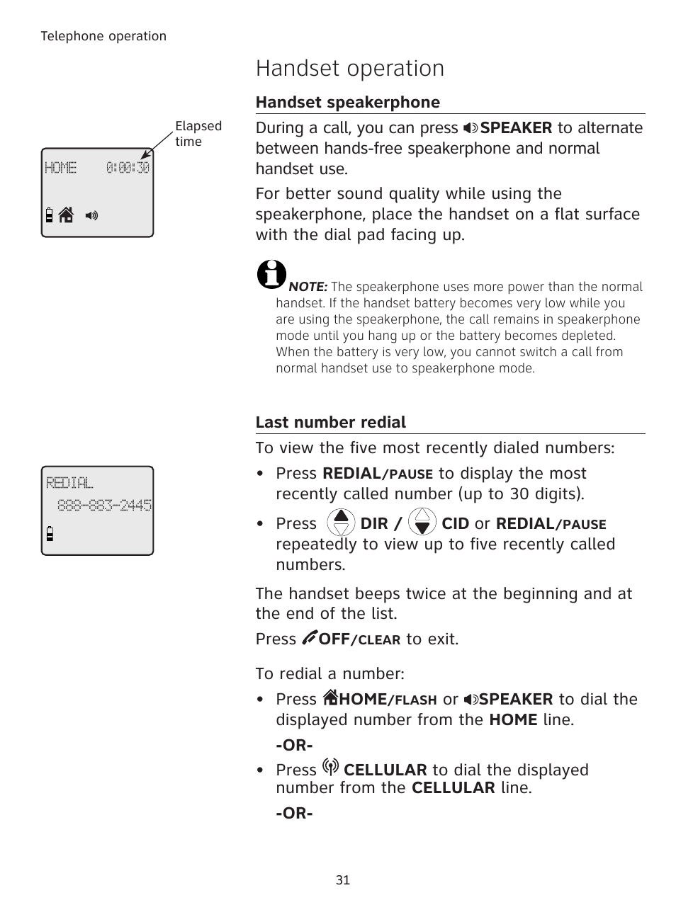 Handset operation | AT&T DECT TL9178 User Manual | Page 36 / 91