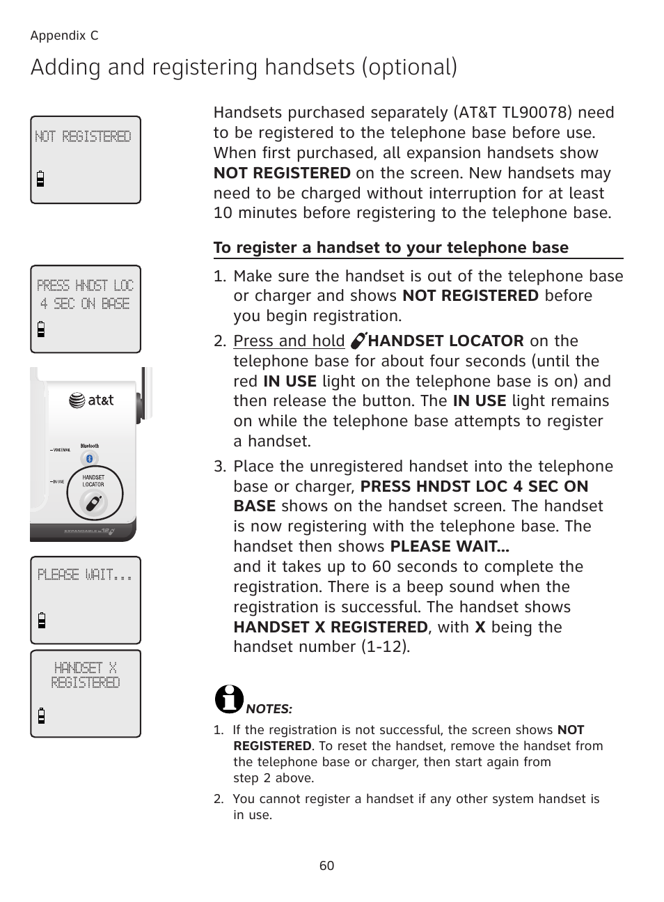 Adding and registering handsets (optional) | AT&T DECT TL9178 User Manual | Page 65 / 91
