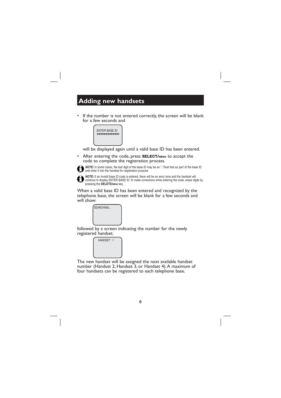 Adding new handsets | AT&T E560-2 User Manual | Page 10 / 37