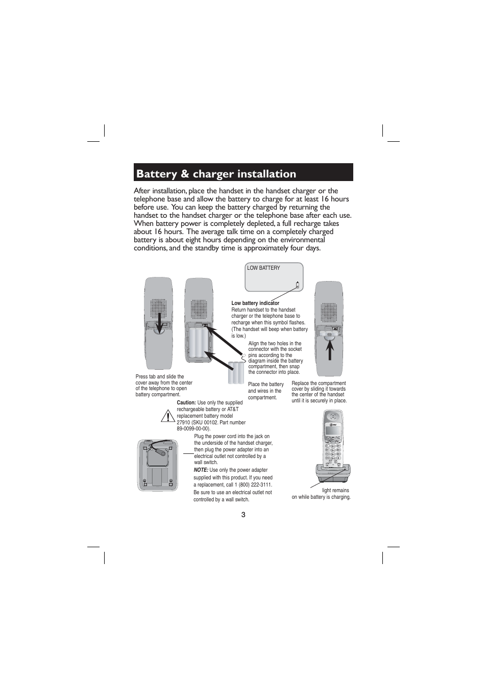 Battery & charger installation | AT&T E560-2 User Manual | Page 7 / 37