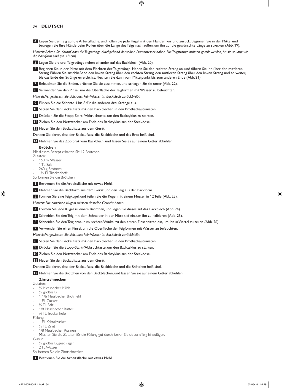 Philips Pure Essentials Collection Machine à pain User Manual | Page 34 / 180