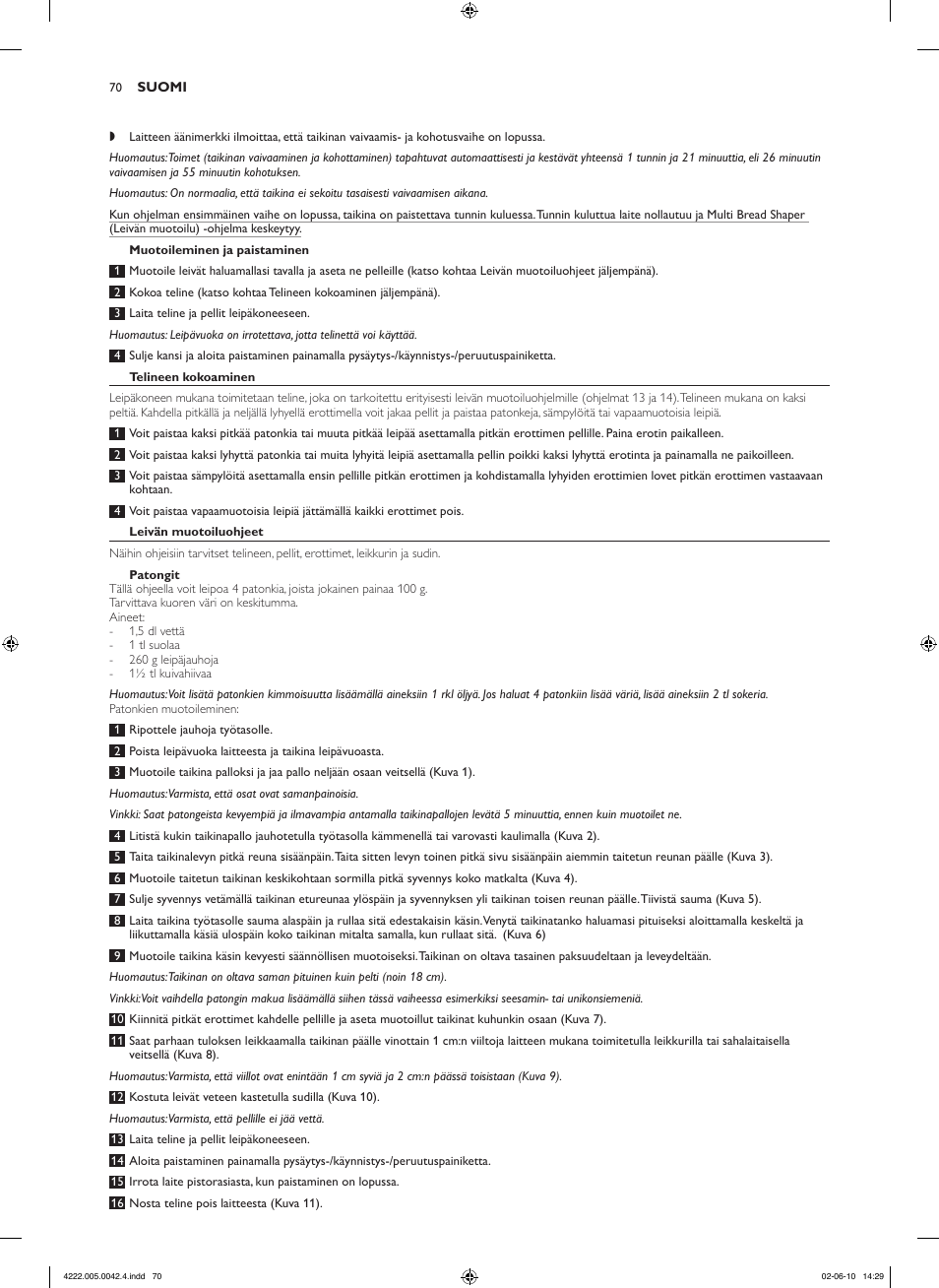Philips Pure Essentials Collection Machine à pain User Manual | Page 70 / 180