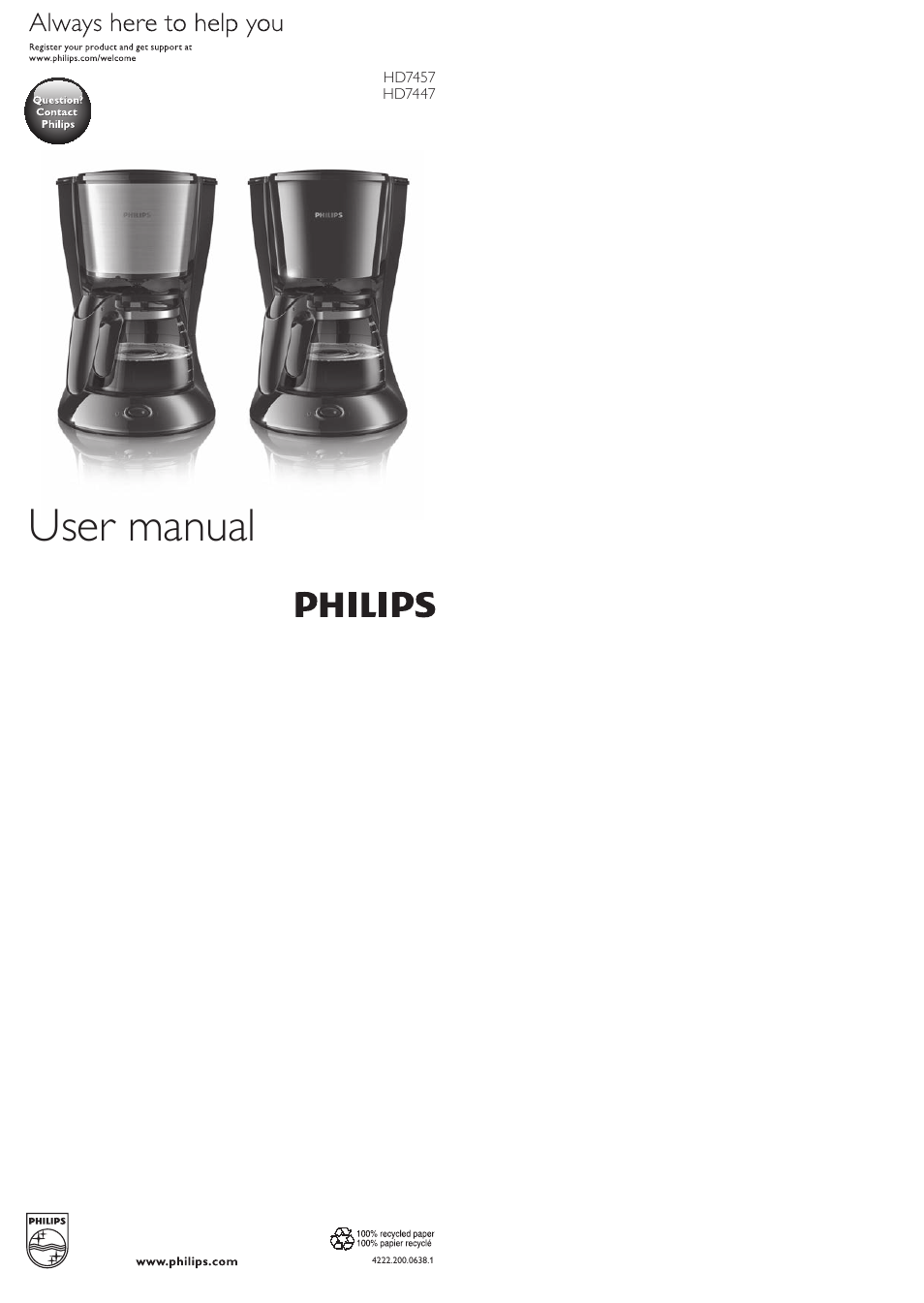 Philips Cafetière User Manual | 14 pages