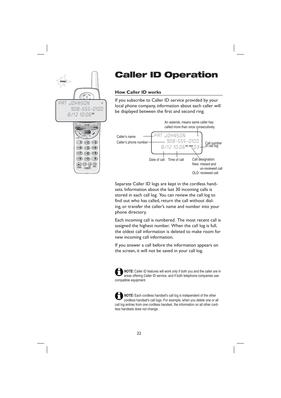 Caller id operation, How caller id works, Caller id operat | AT&T E2728B User Manual | Page 26 / 60