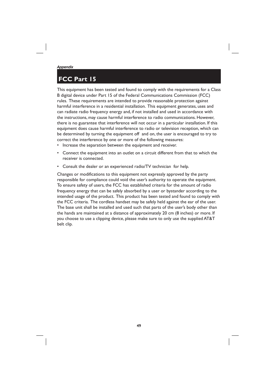 Fcc part 15 | AT&T E2728B User Manual | Page 53 / 60