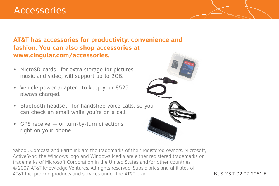 Accessories | AT&T CINGULAR 8525 User Manual | Page 10 / 10