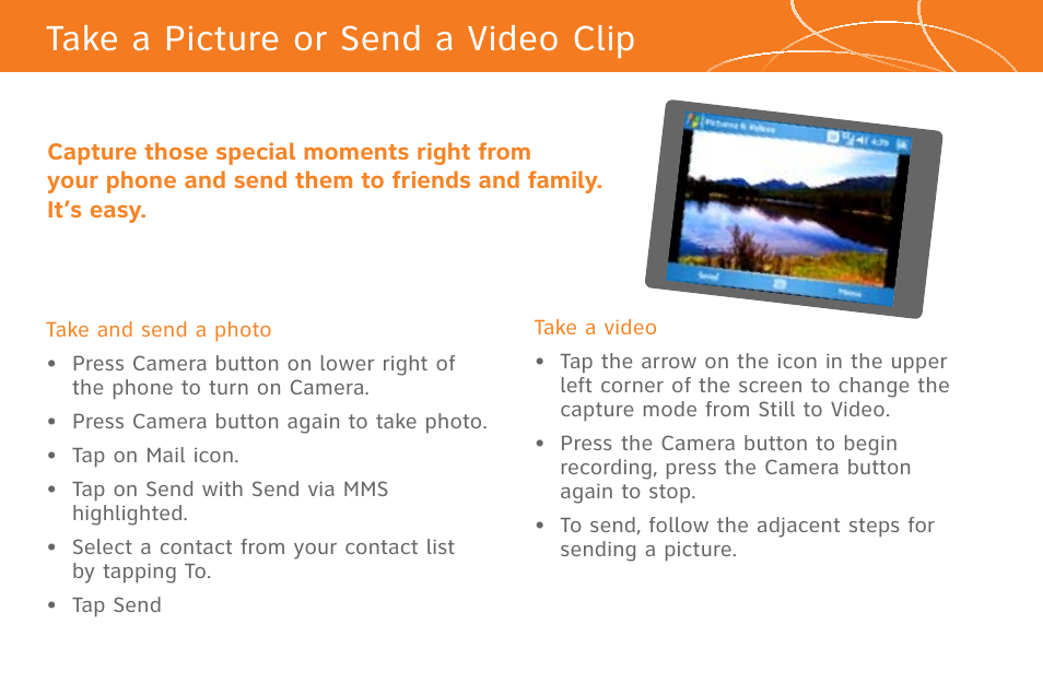 Take a picture or send a video clip | AT&T CINGULAR 8525 User Manual | Page 6 / 10