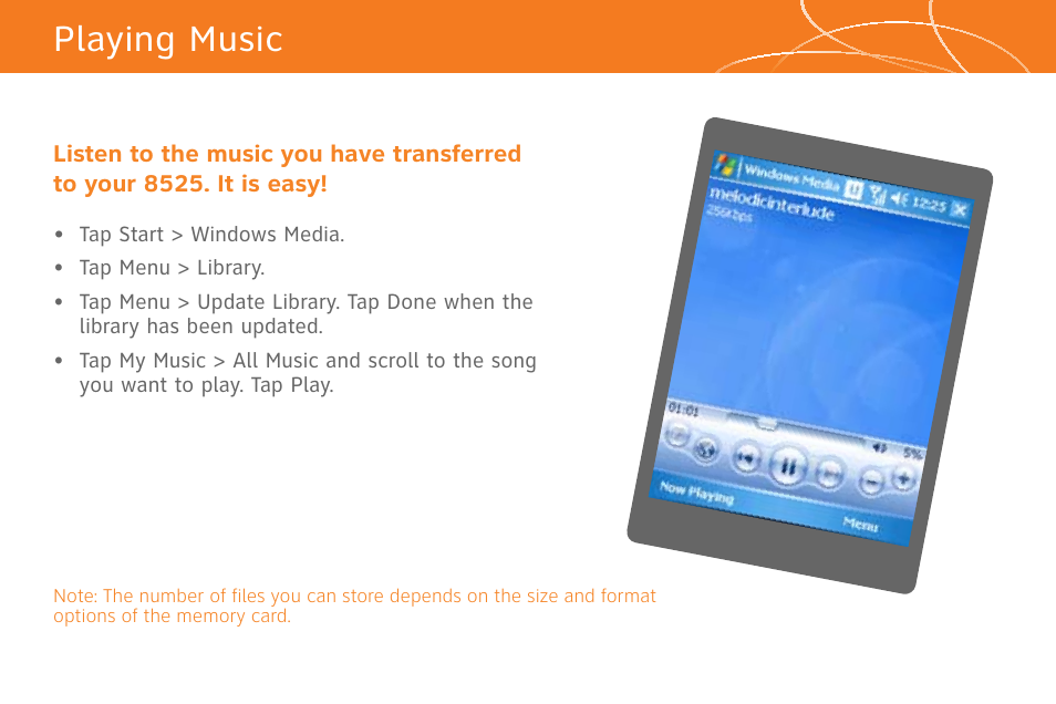 Playing music | AT&T CINGULAR 8525 User Manual | Page 8 / 10