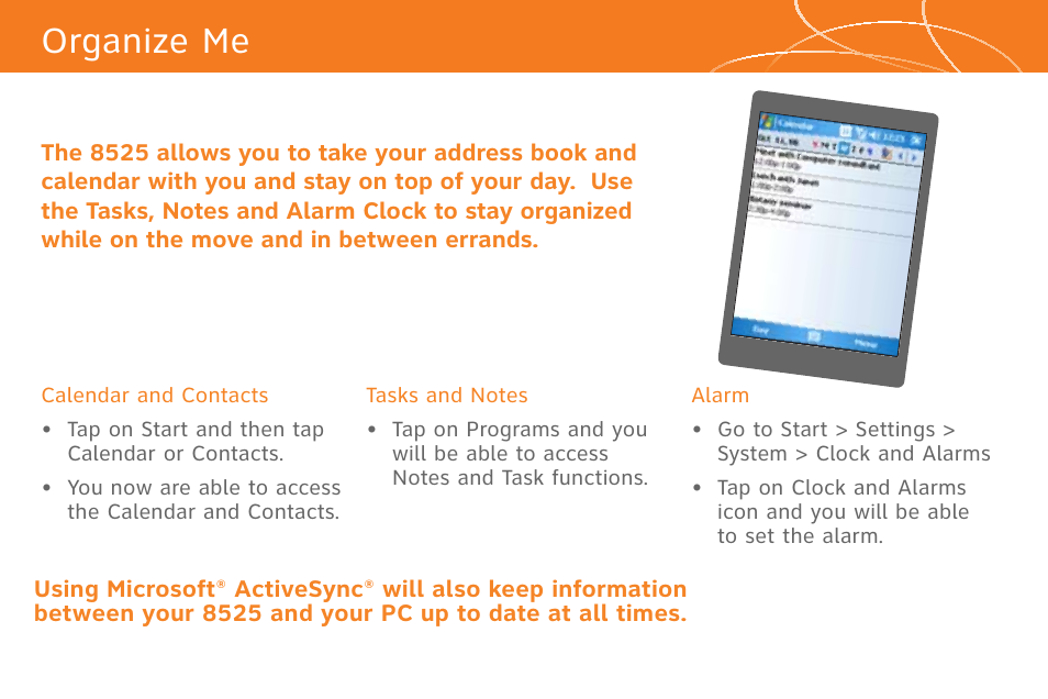 Organize me | AT&T CINGULAR 8525 User Manual | Page 9 / 10