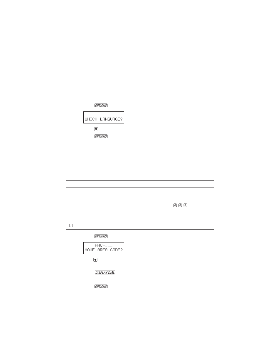 Feature settings, Language selection, Set home area code | AT&T 250 User Manual | Page 10 / 21