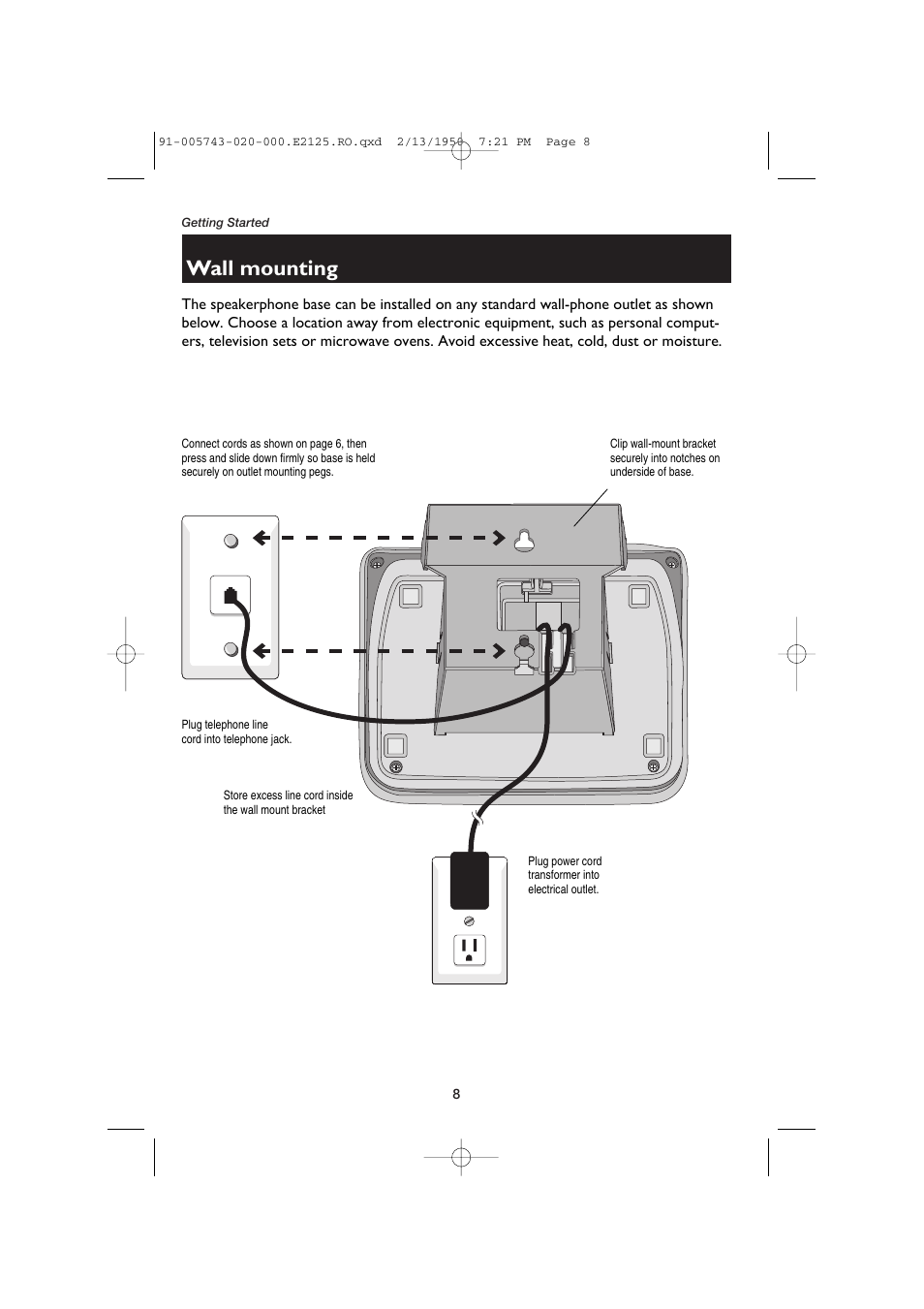 Wall mounting | AT&T E2125 User Manual | Page 10 / 37