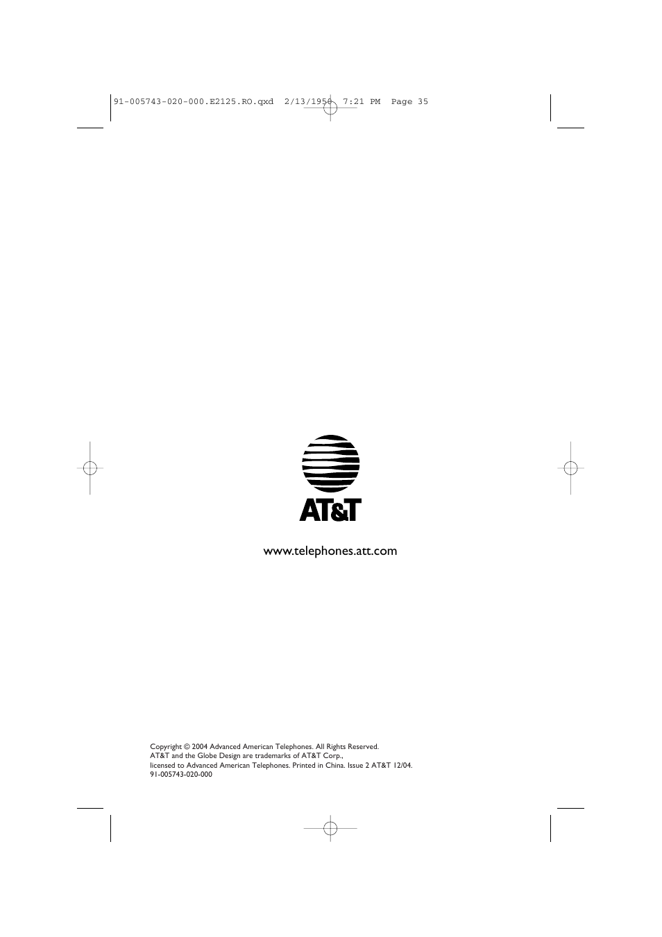 AT&T E2125 User Manual | Page 37 / 37