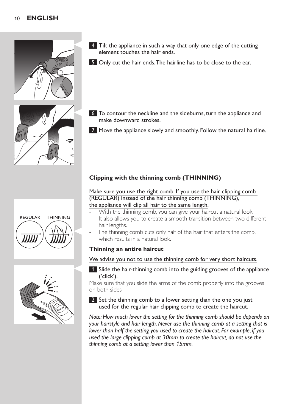 Philips tondeuse cheveux familiale User Manual | Page 10 / 126